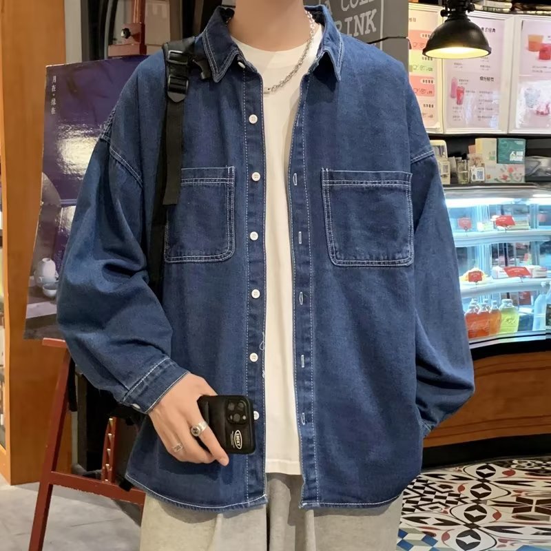 デニムジャケット ゆったりシルエット胸ポケットシャツ
