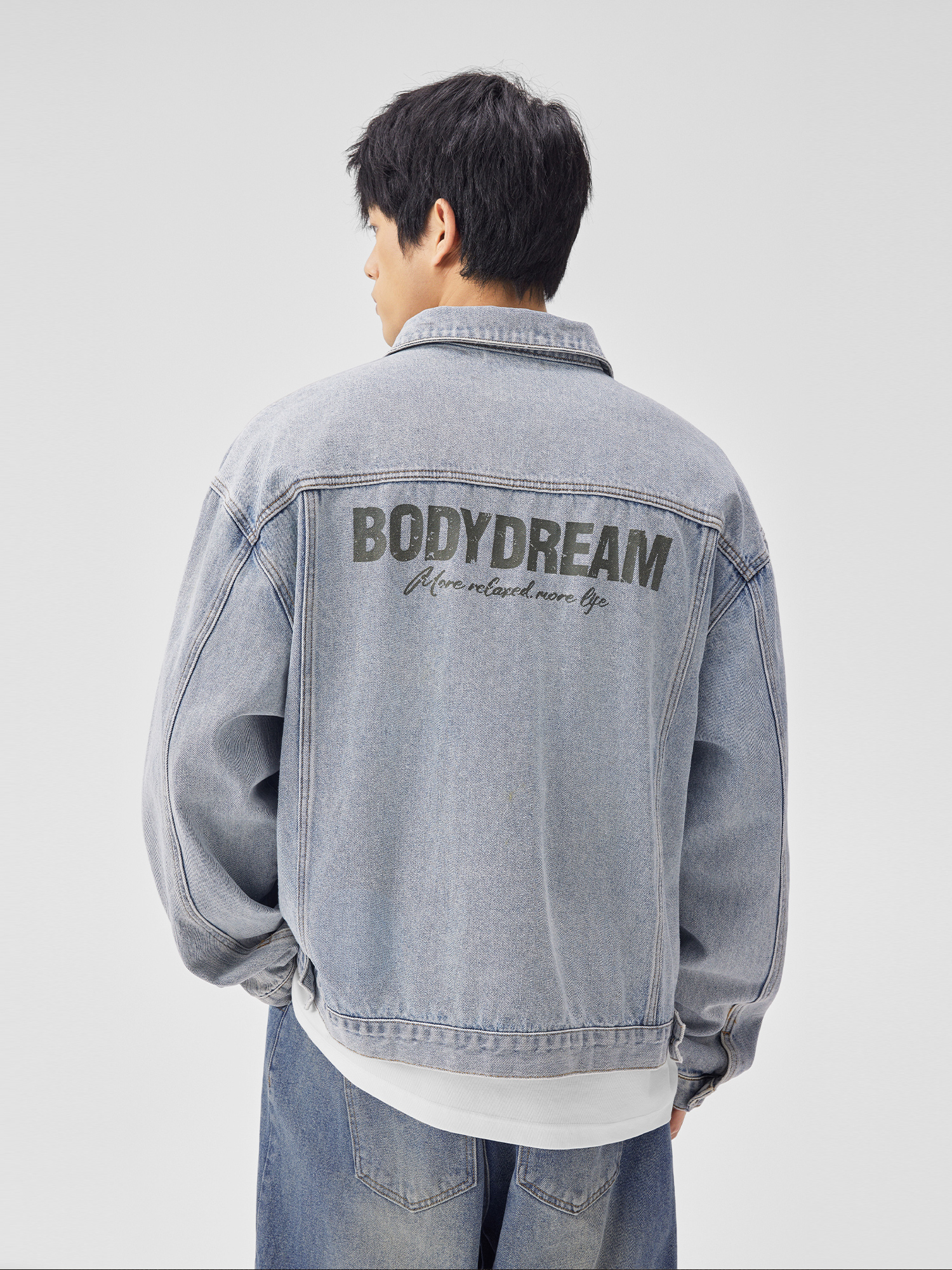 デニムジャケット バックロゴゆったりデニムジャケット