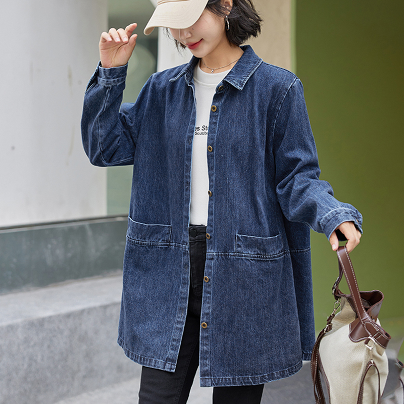 デニムジャケット ゆったりロング丈デニムシャツコート