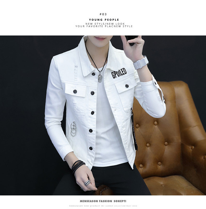 デニムジャケット スリムフィット胸ポケット付きデニムジャケット