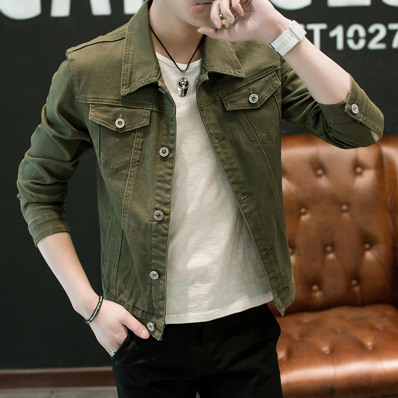 デニムジャケット スリムフィット胸ポケット付きデニムジャケット