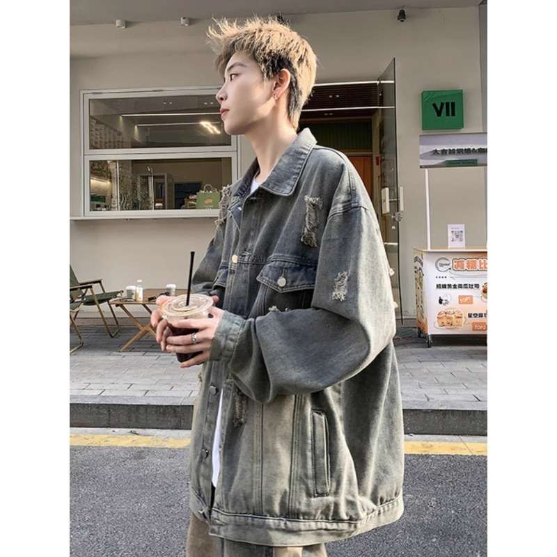 ビンテージ加工 オーバーサイズダメージデニムジャケット