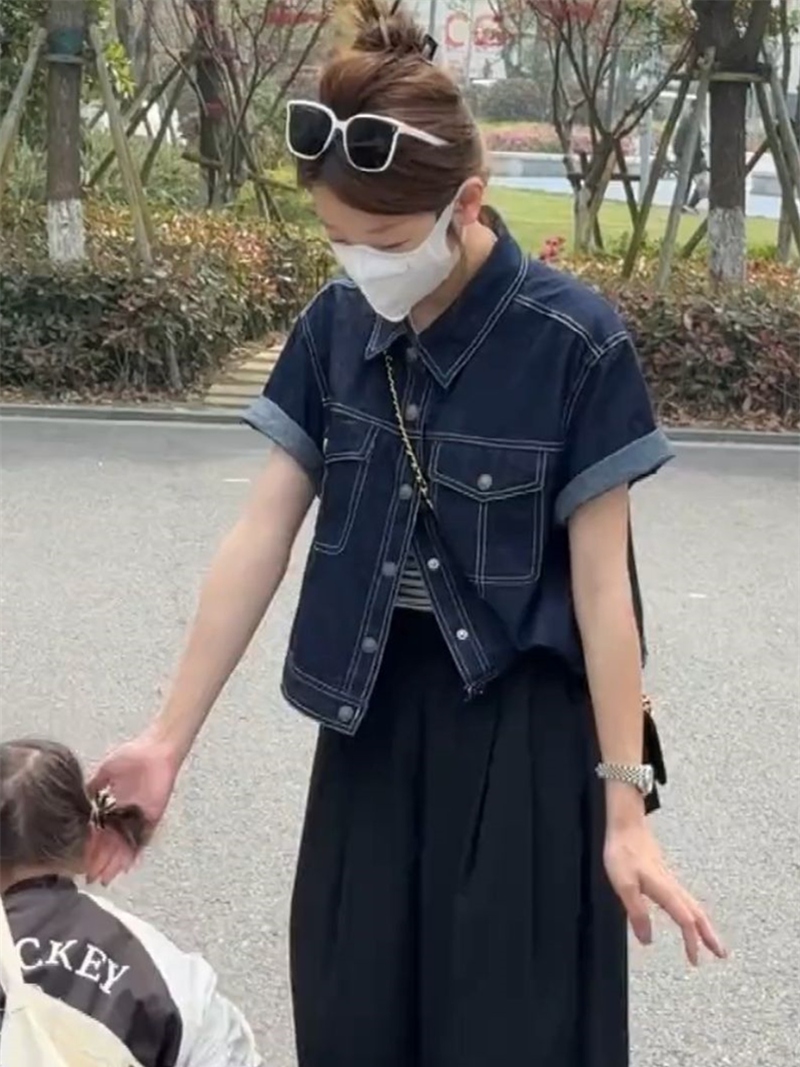 デニムジャケット 半袖ステッチデニムジャケット