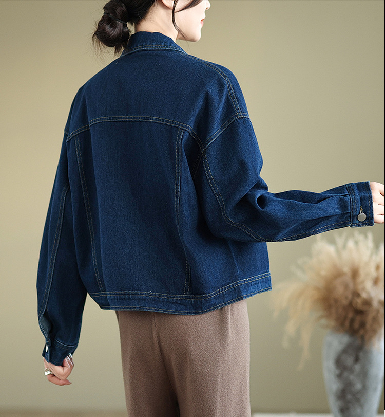デニムジャケット ゆったりシルエット胸ポケット付きデニムジャケット