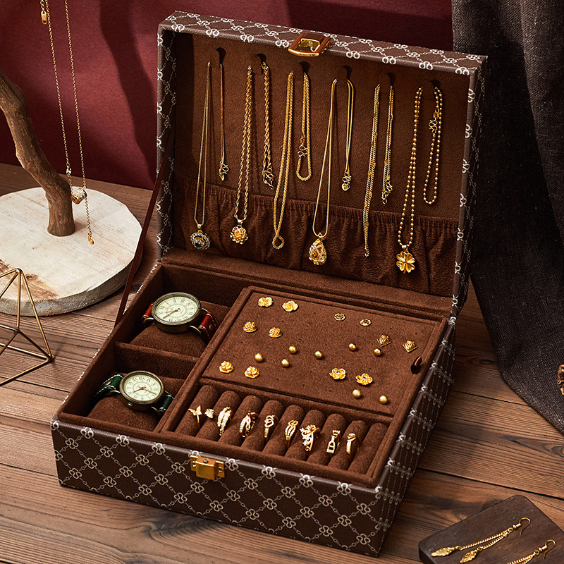 ジュエリーボックス 多層式製宝飾品収納ボックス　レザー