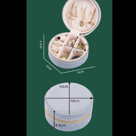 レザー 丸型 コンパクト ジュエリーボックス アクセサリーケース