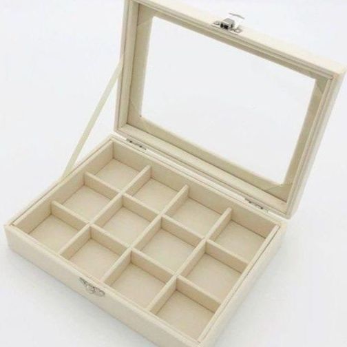 ジュエリーボックスアクリル製 透明窓付き仕切り型ジュエリーボックス