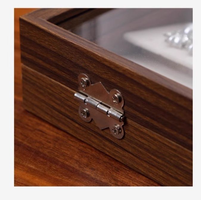 ジュエリーボックス 透明蓋付き木製イヤリング収納ボックス