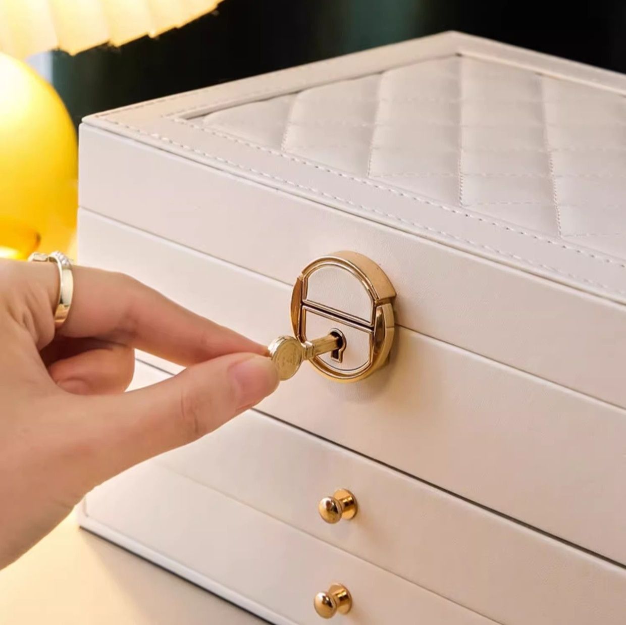 ジュエリーボックス 三段式多機能レザー張りジュエリーボックス