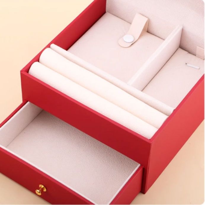 ジュエリーボックス ハート型ミラー付き多段引き出し宝石箱