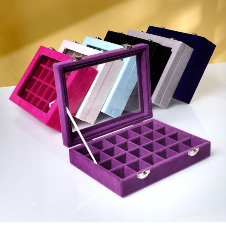 ジュエリーボックス 透明窓付き仕切りアンティーク調収納ジュエリーボックス