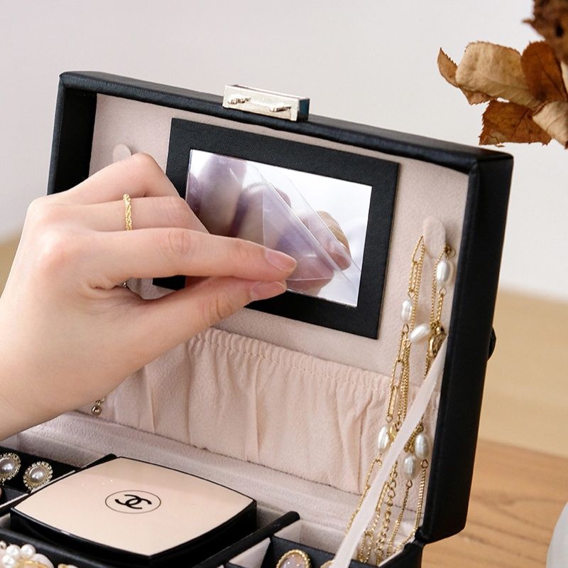 ジュエリーボックス 多段式引き出し付きレザー製宝石収納箱