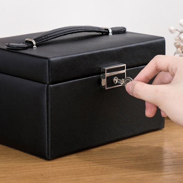 ジュエリーボックス 多段式引き出し付きレザー製宝石収納箱