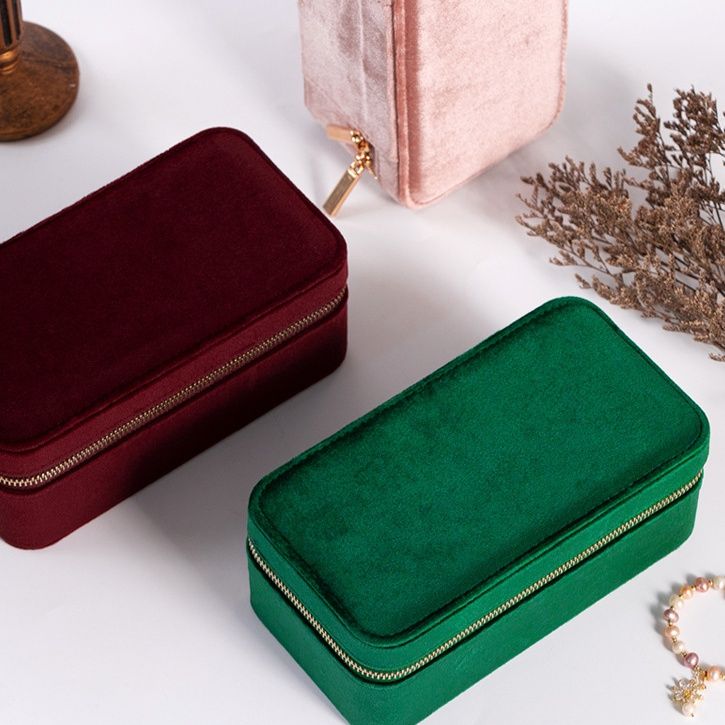 ジュエリーボックス アンティーク調高級ベルベット素材携帯用多機能宝石収納ケース