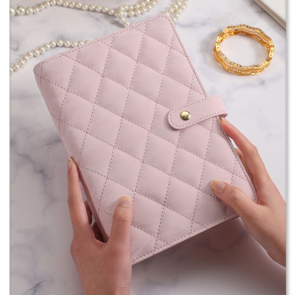 ジュエリーボックス キルティング型押し多段式ジュエリーボックス　レザー