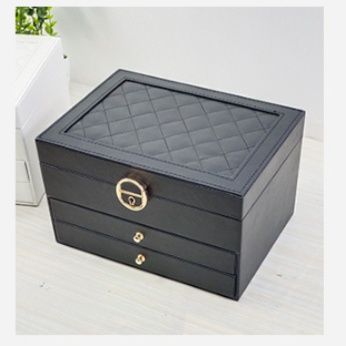 ジュエリーボックス 三段引き出し式多収納　レザー