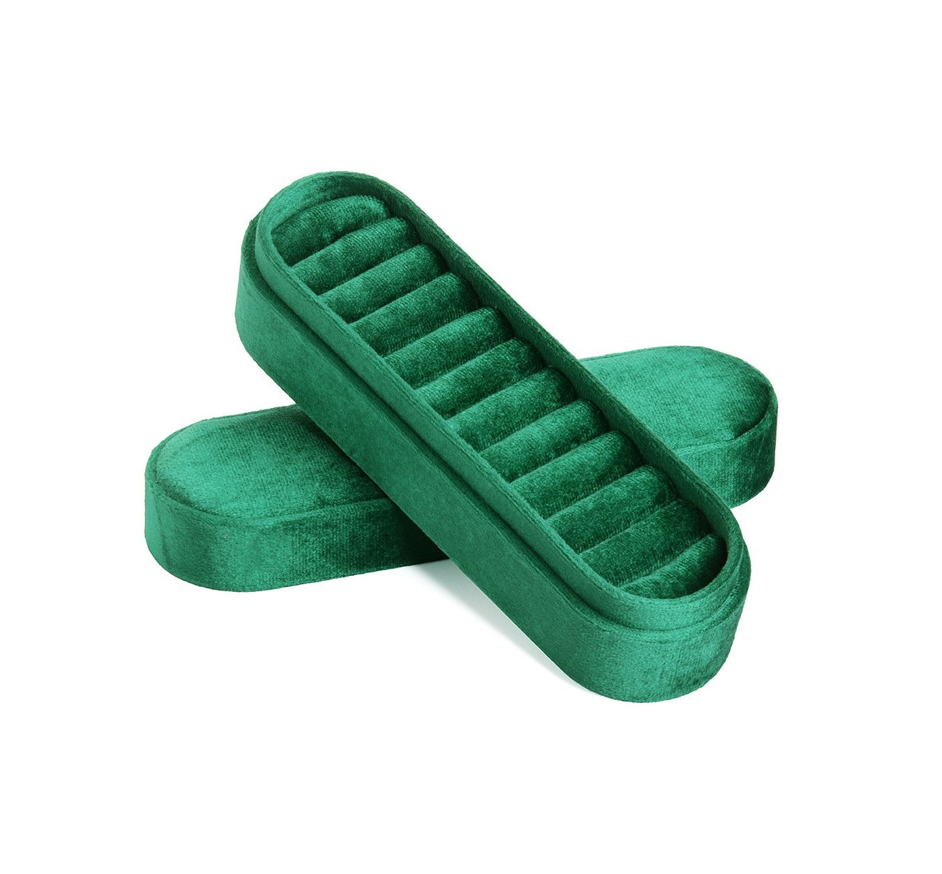 ジュエリーボックス 楕円形仕切り付き指輪収納ケース布製