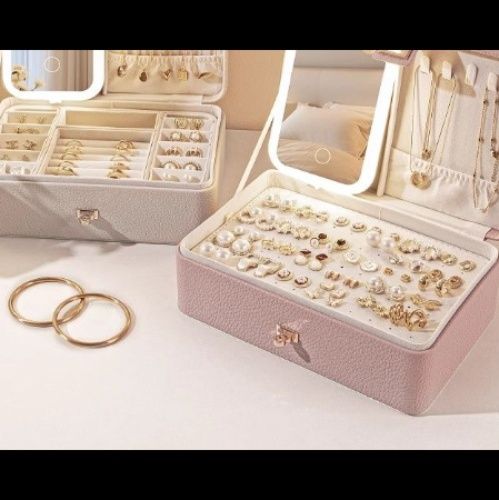 ジュエリーボックス照明付き多段式ジュエリーボックスミラー付き収納