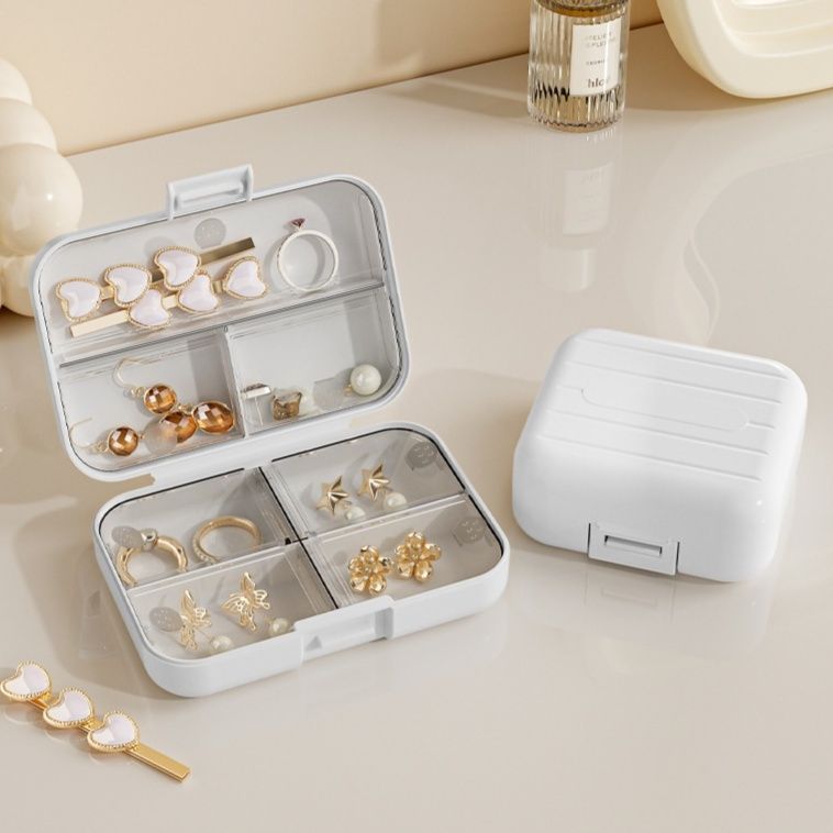 携帯用仕切り付きアクリル製アクセサリー収納ジュエリーボックス 