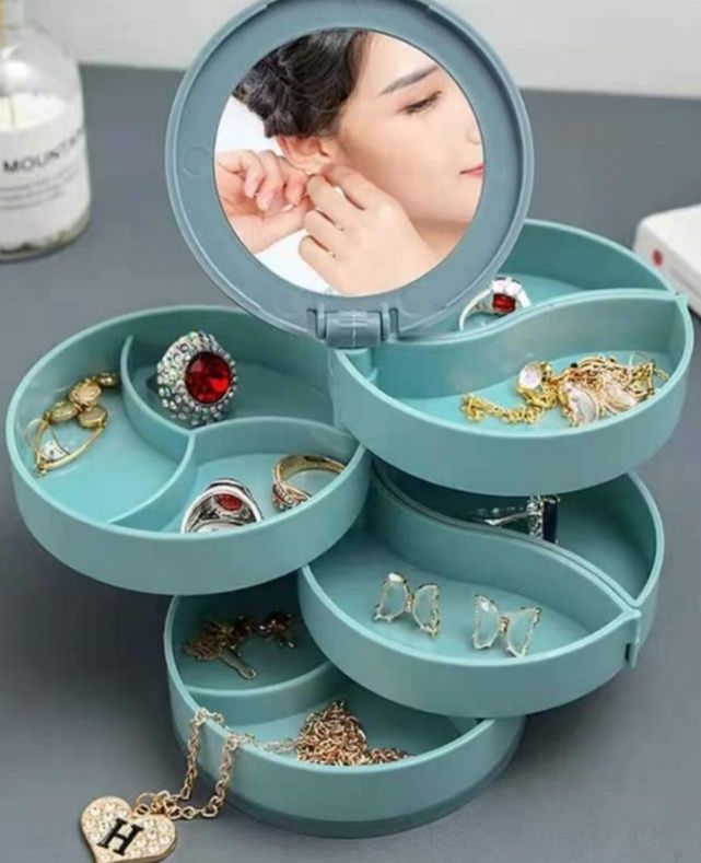 回転式4段収納ミラー付きジュエリーボックス 