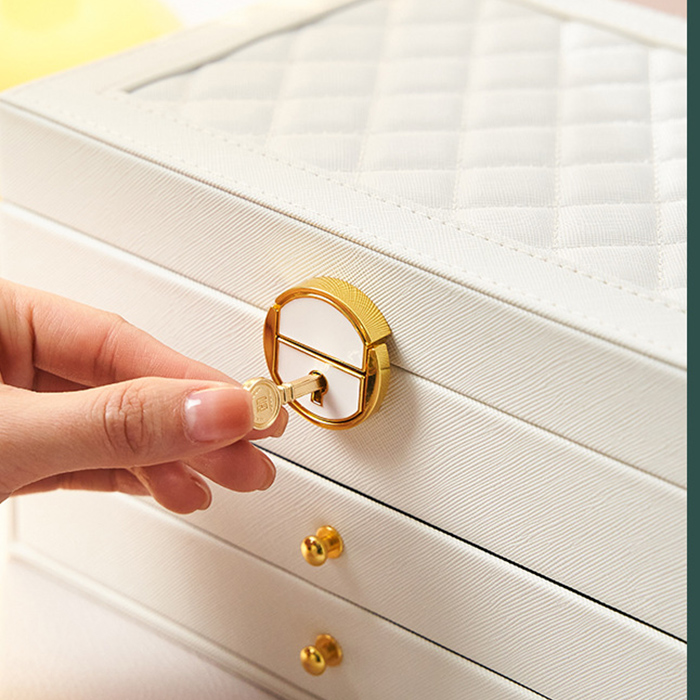 レザー製ジュエリーボックス 鍵付き大容量収納ケース