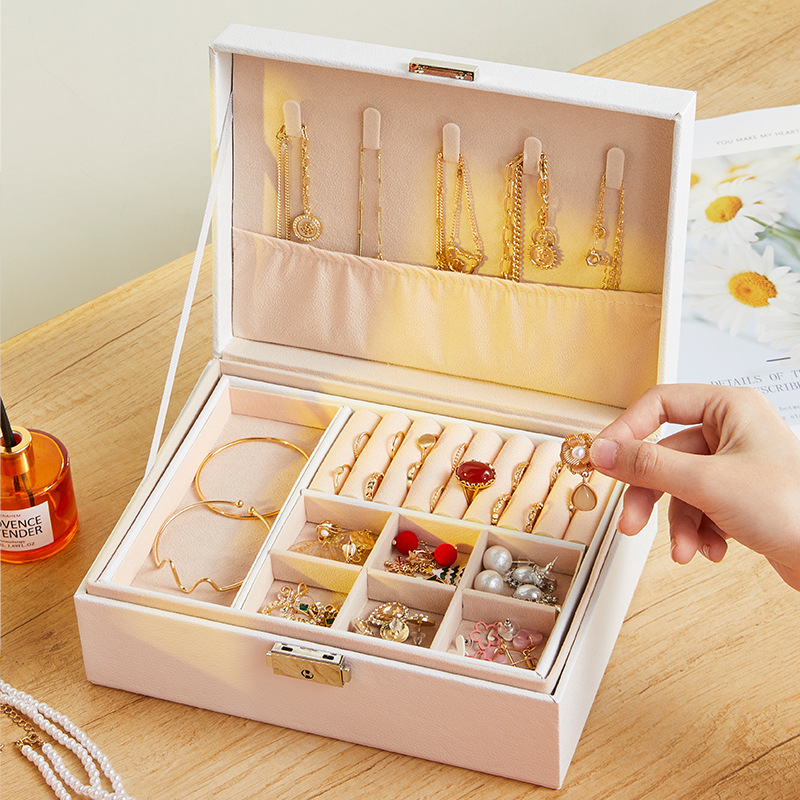 レザー製二層式ジュエリーボックス 収納ケース