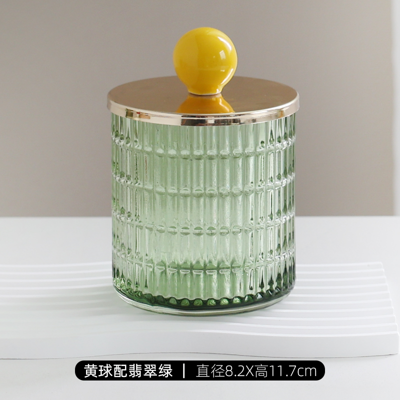 ガラス製　カラフルな可愛い蓋付き小物入れ