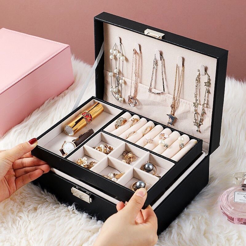 ジュエリーボックス 二段式多機能レザー製アクセサリー収納ボックス