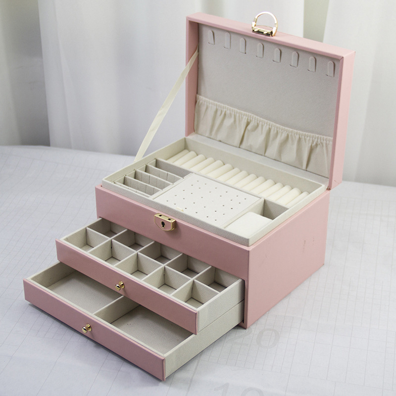 ジュエリーボックス 三段引き出し式多収納　レザー