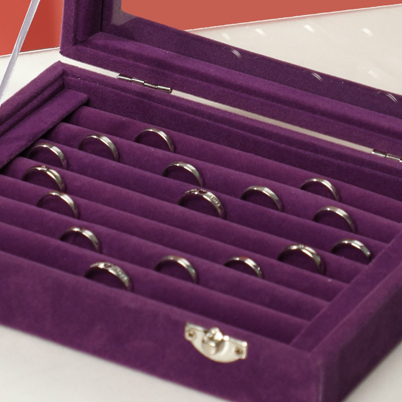 ジュエリーボックス 透明窓付き仕切りアンティーク調収納ジュエリーボックス