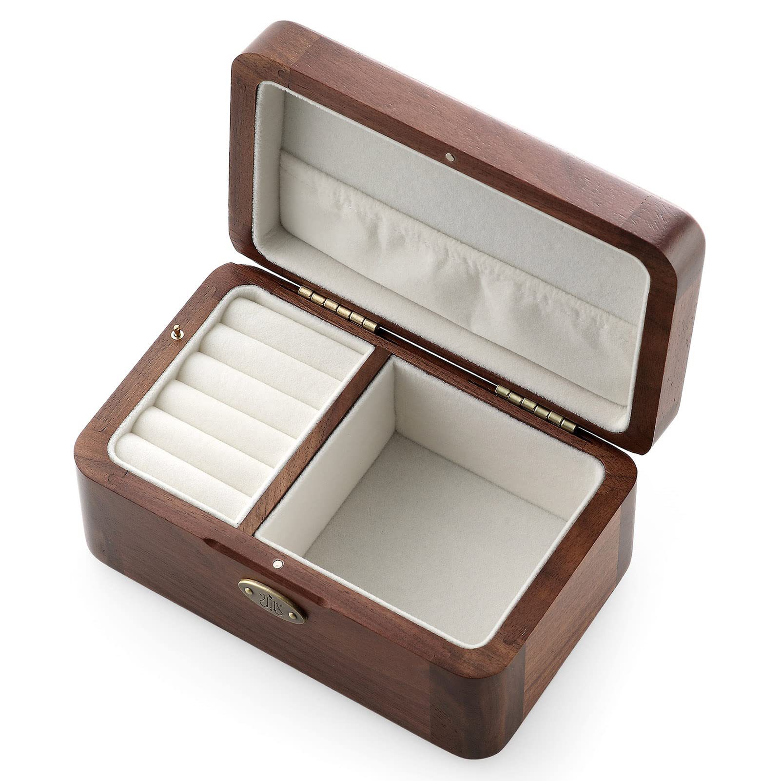 ジュエリーボックス 天然木仕上げ仕切り付きジュエリーボックス