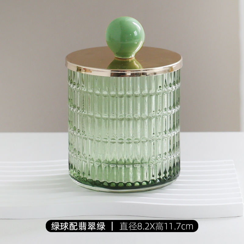 ガラス製　カラフルな可愛い蓋付き小物入れ