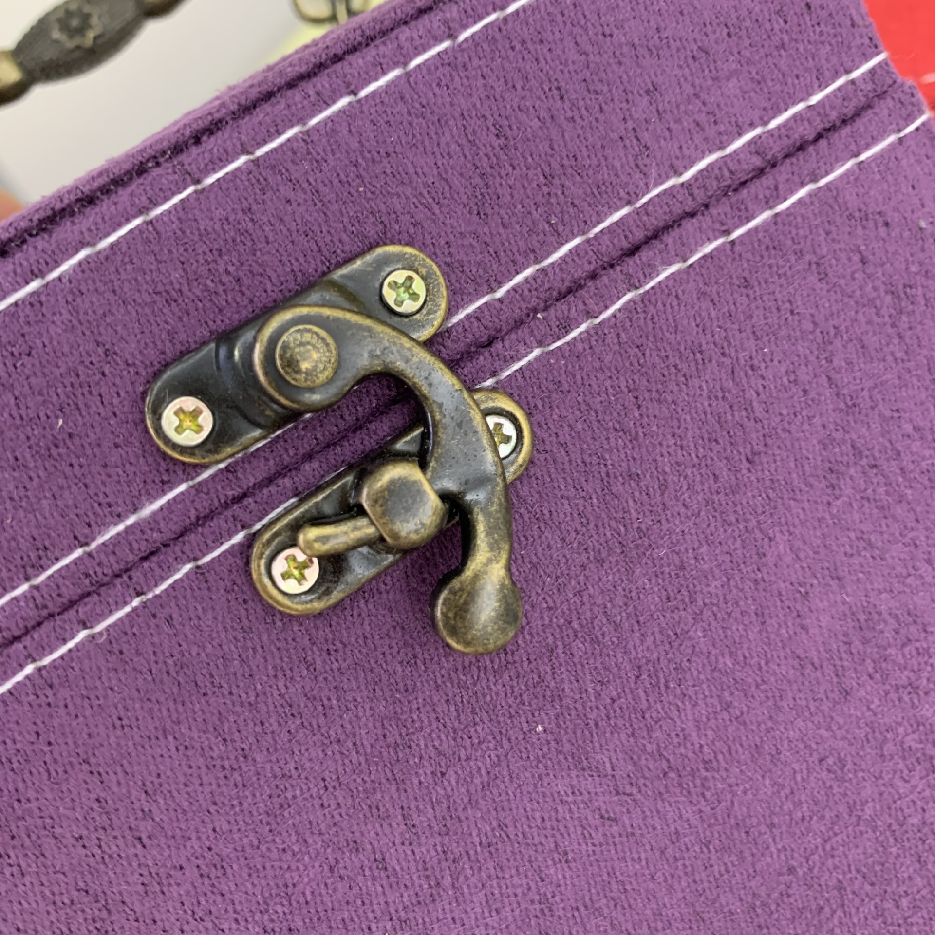 ジュエリーボックス 鏡付き二段式ベルベット調宝石箱　アンティーク