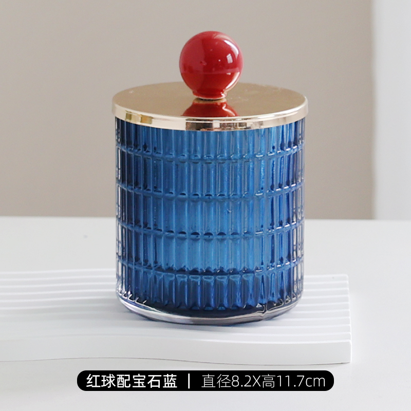 ガラス製　カラフルな可愛い蓋付き小物入れ