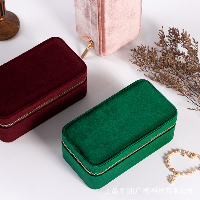 ジュエリーボックス アンティーク調高級ベルベット素材携帯用多機能宝石収納ケース