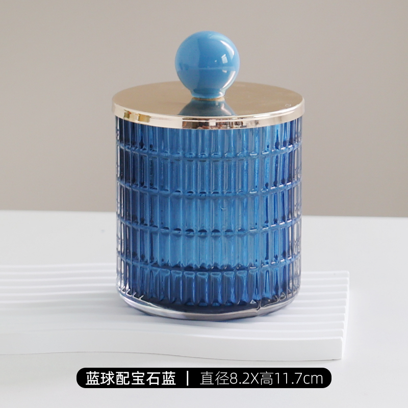 ガラス製　カラフルな可愛い蓋付き小物入れ