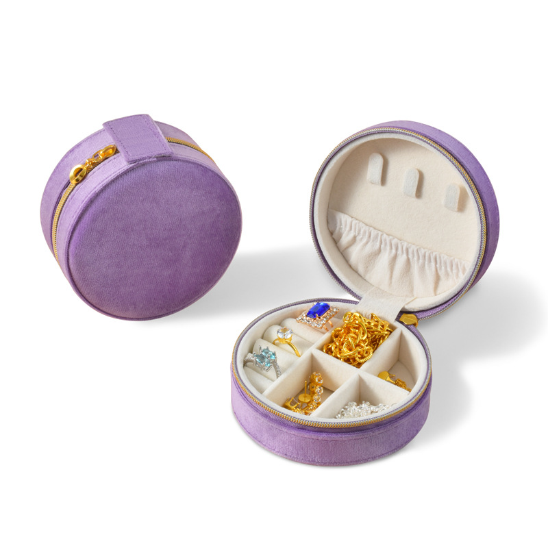 ジュエリーボックス 円形仕切り付き携帯用宝飾品収納ケース　アンティーク