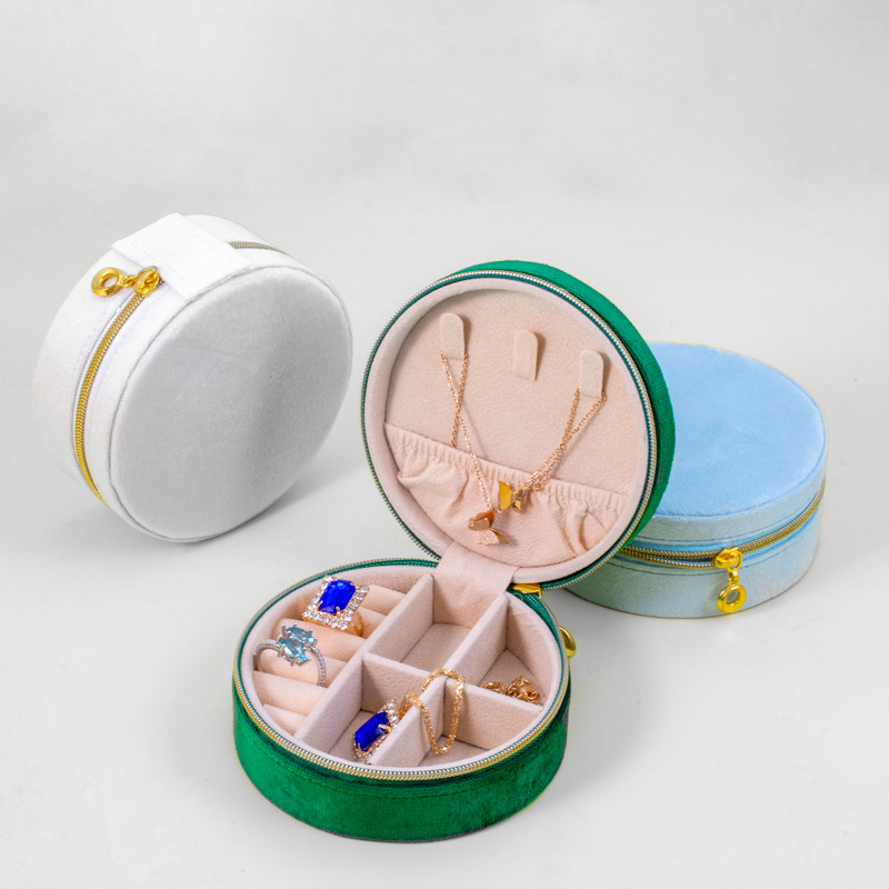 ジュエリーボックス 円形仕切り付き携帯用宝飾品収納ケース　アンティーク