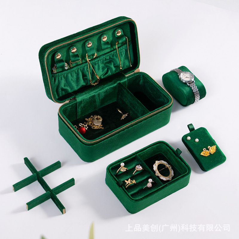 ジュエリーボックス アンティーク調高級ベルベット素材携帯用多機能宝石収納ケース