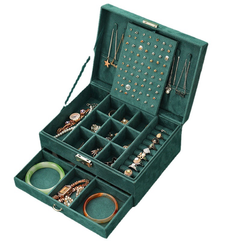 ジュエリーボックス アクリル製多段式ベルベット張り大容量収納ジュエリーボックス
