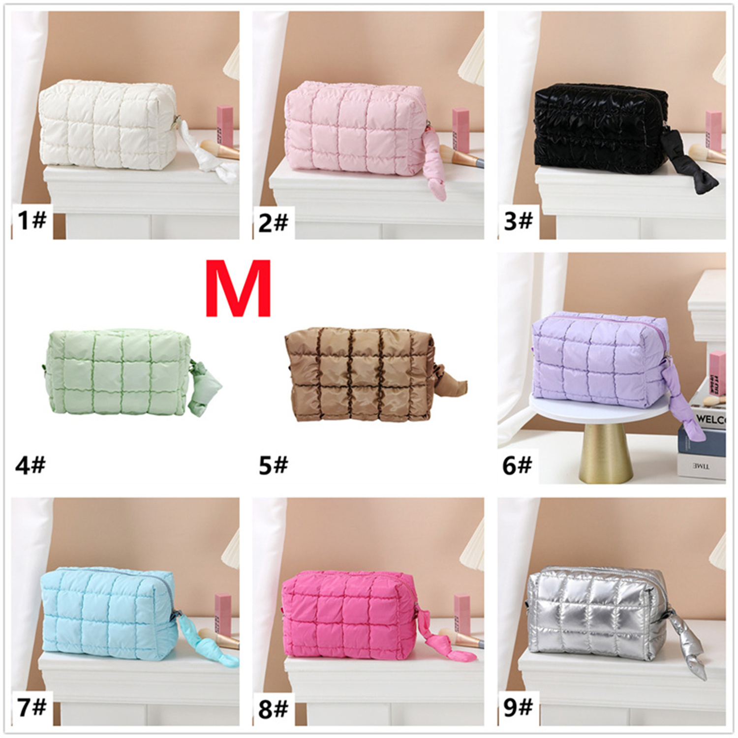 ジュエリーボックス 布製キルティング小物入れ ニポーチ 化粧品収納