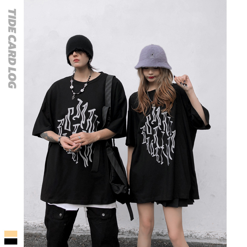 地雷系ファッション ダークストリート系ルーズ半袖Tシャツ