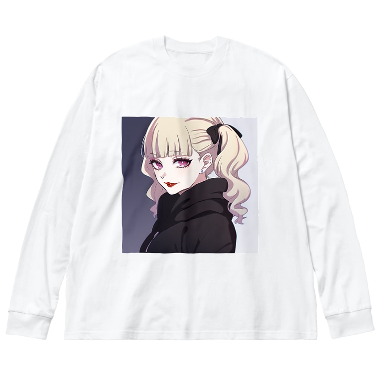 地雷系ロングTシャツ 金髪ツインテール 地雷メイク女子