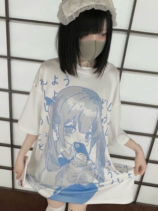 オタクプリント 地雷系Tシャツ ドット絵
