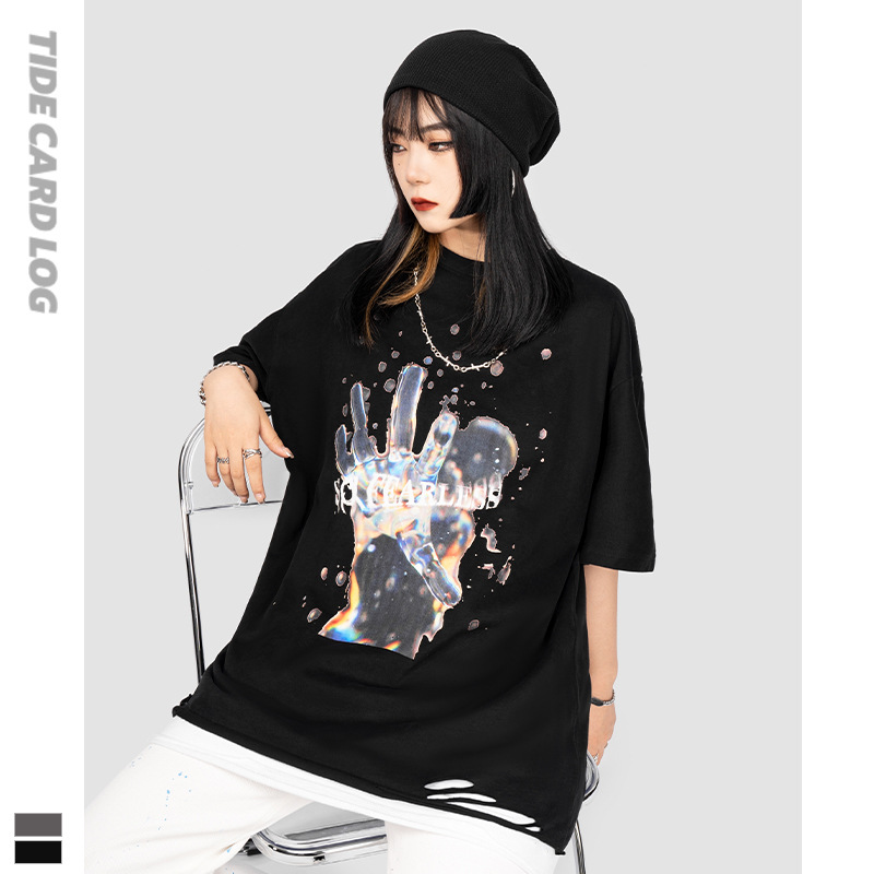 地雷系ファッション ストリート系半袖Tシャツ