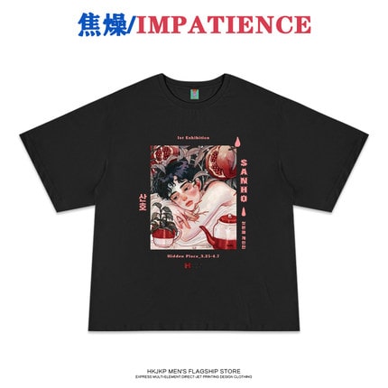 地雷系ファッション 西洋風のイラストTシャツ