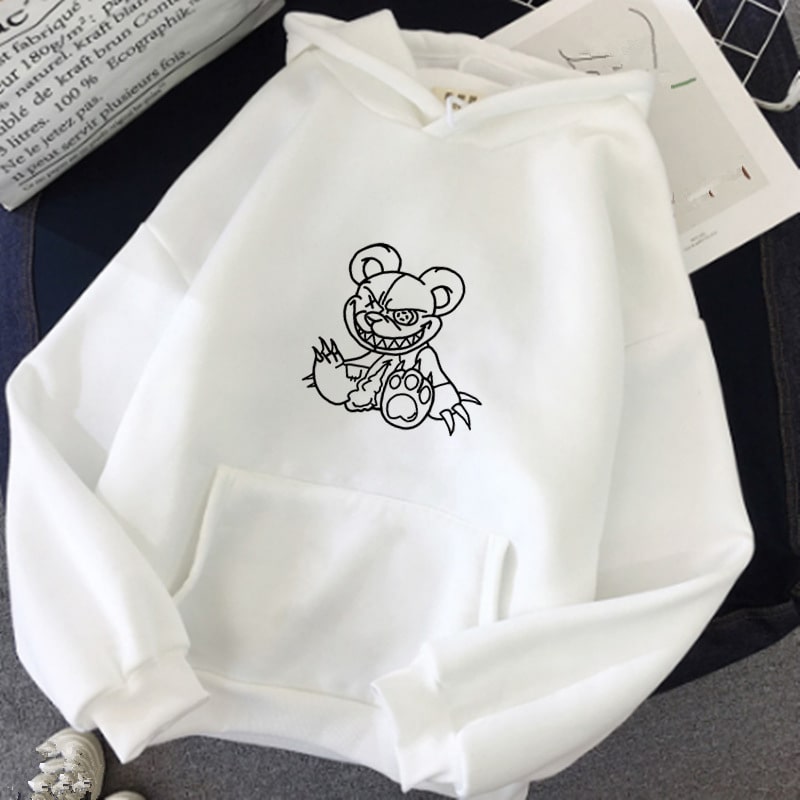 地雷系ファッションクマキャラプリントパーカー