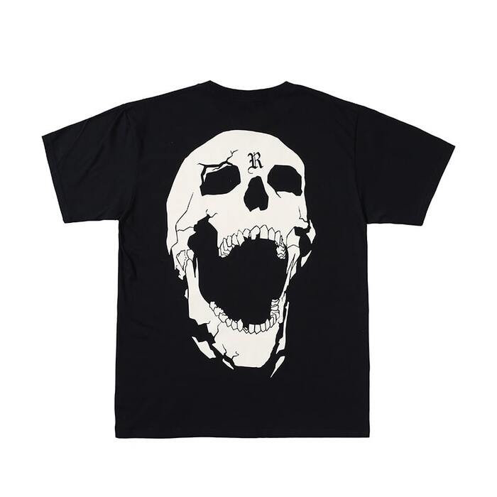 地雷系ゴシックデスメタルスカルプリントＴシャツ