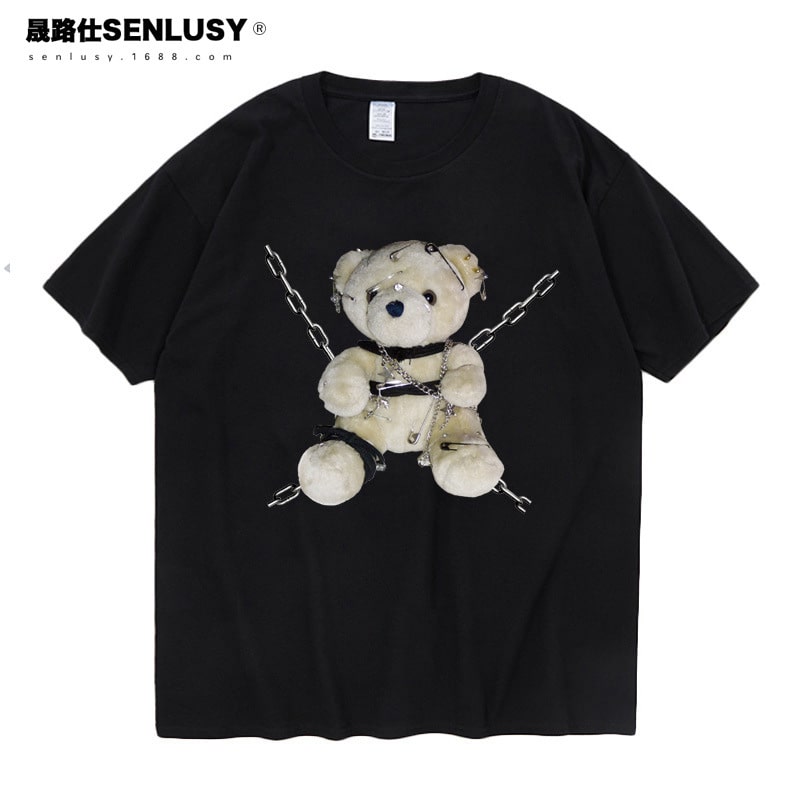 地雷系ファッション クマプリントTシャツ