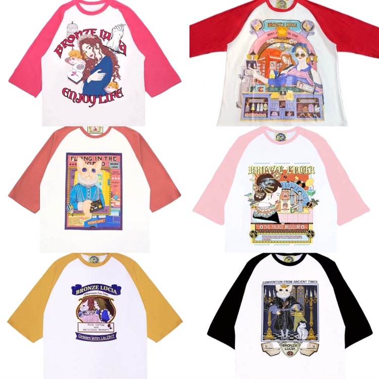 地雷系ファッション イラストプリントロングTシャツ